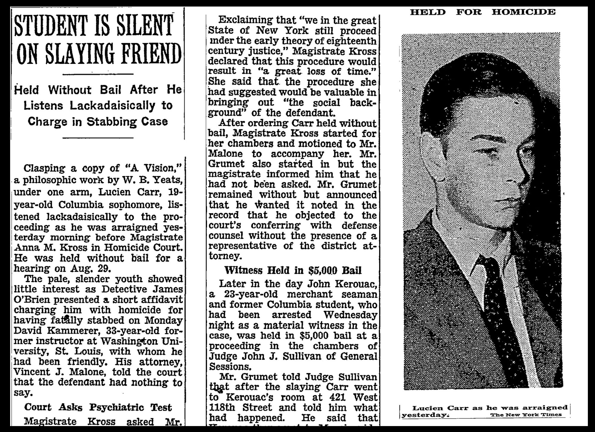 Newspaper clipping of Lucien Carr news