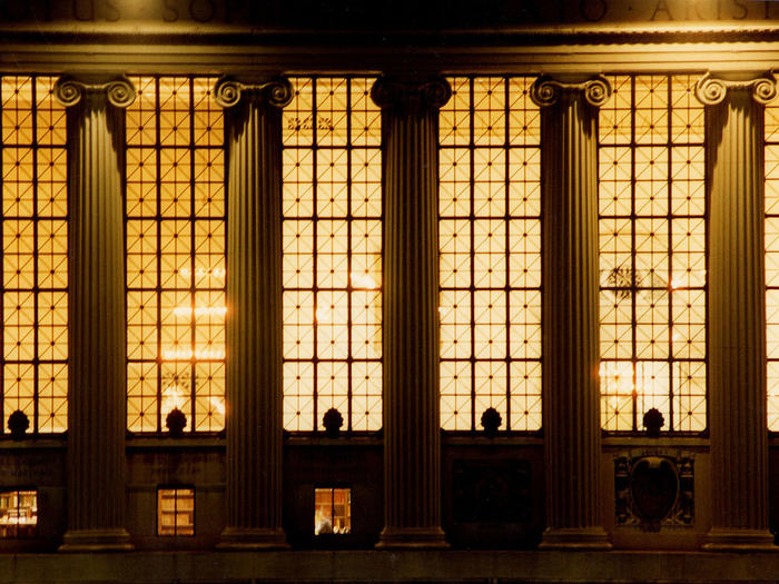Butler Library exterior at night