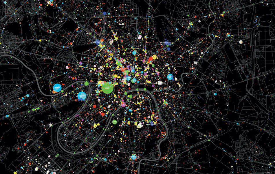 Data visualization of social media user activity in Moscow
