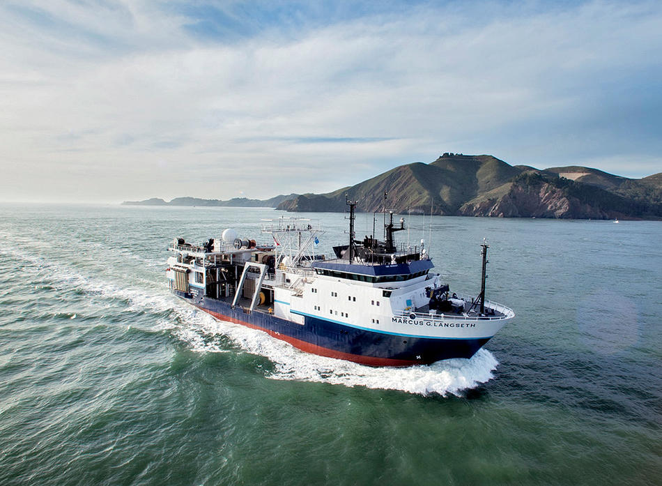 The Marcus G. Langseth research vessel at sea