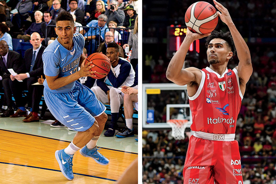Maodo Lo with the Columbia Lions and Olimpia Milano