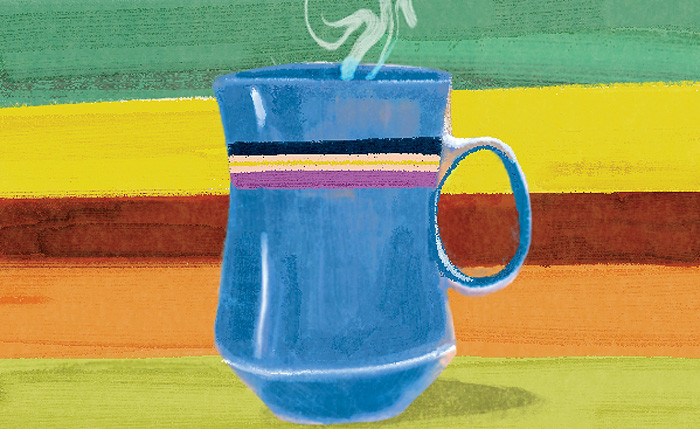 Illustration by Jo Turner of a cup of coffee 