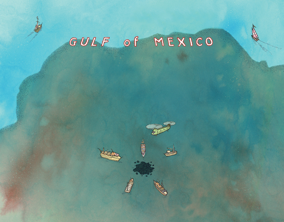 Illustration of BP oil spill in Gulf of Mexico