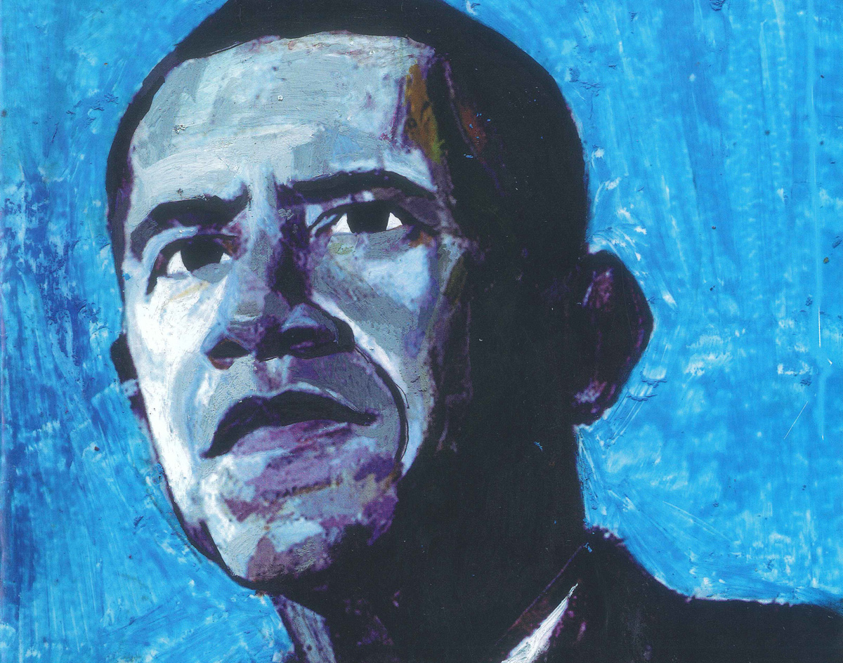 Illustrated portrait of Barack Obama by Andrea Ventura (2008)
