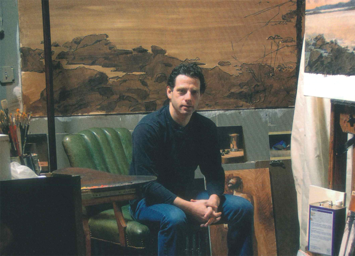 Painter Jacob Collins in studio, photographed by Sarah Shatz for Columbia Magazine