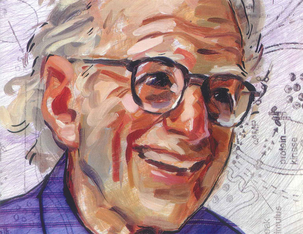 Illustration of neuroscientist Eric Kandel by Joseph Adolphe, for Columbia Magazine