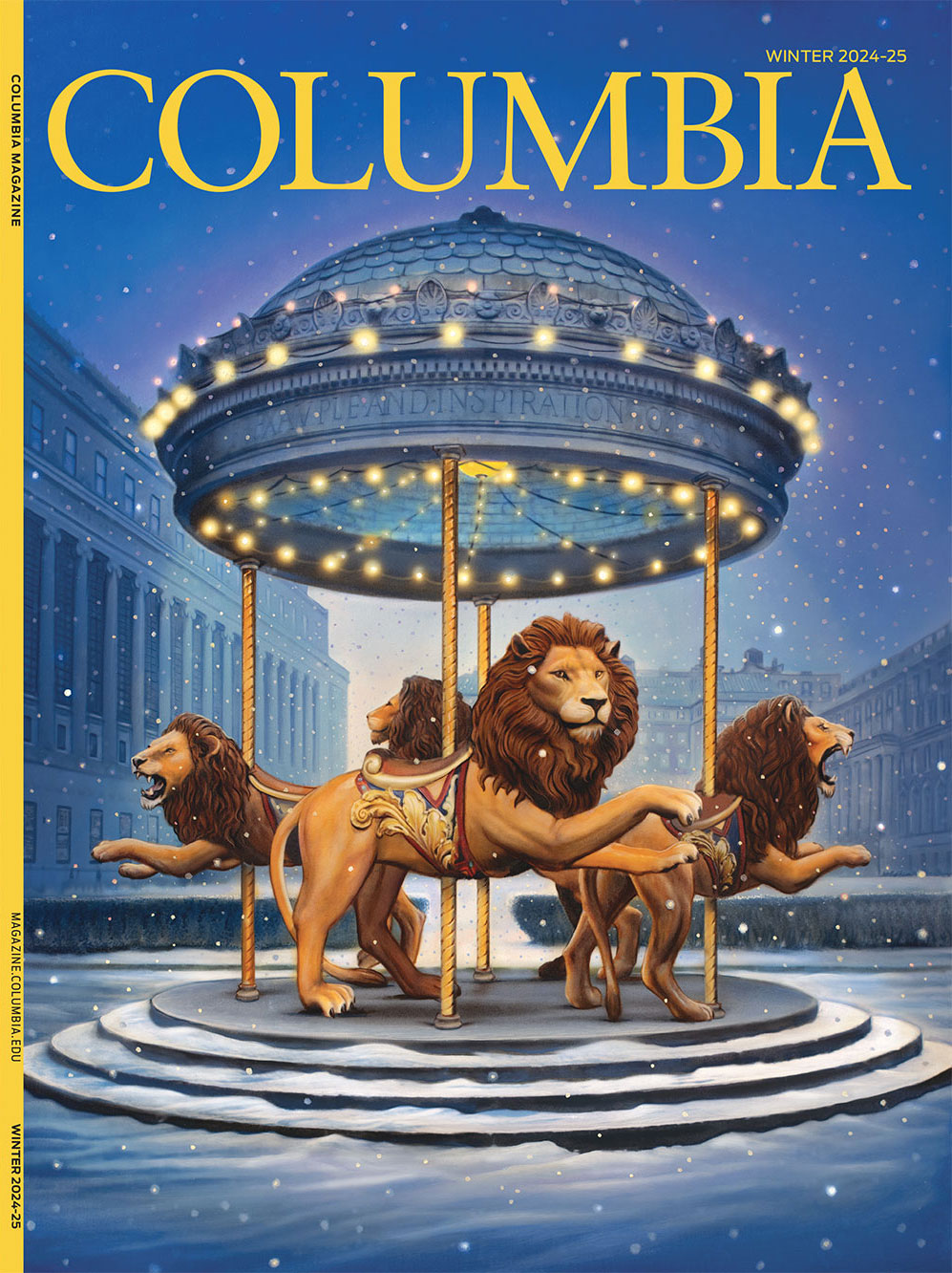 Winter 2024-25 cover of Columbia Magazine with illustration by Tim O'Brien