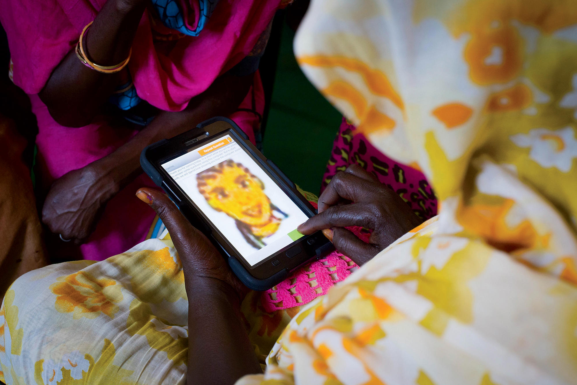 Girls using tablet