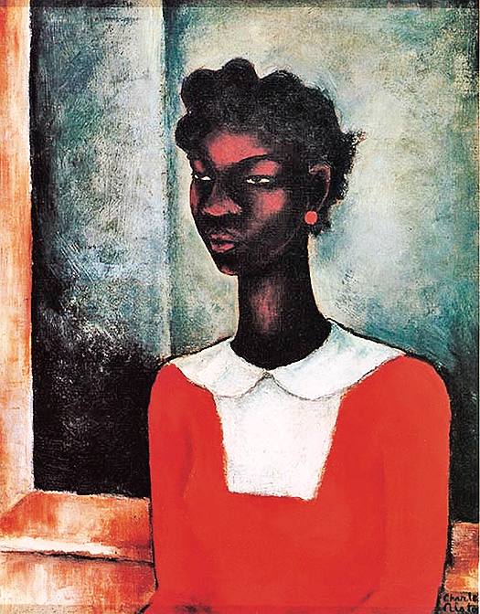 "Girl in a Red Dress" painting by Charles Alston