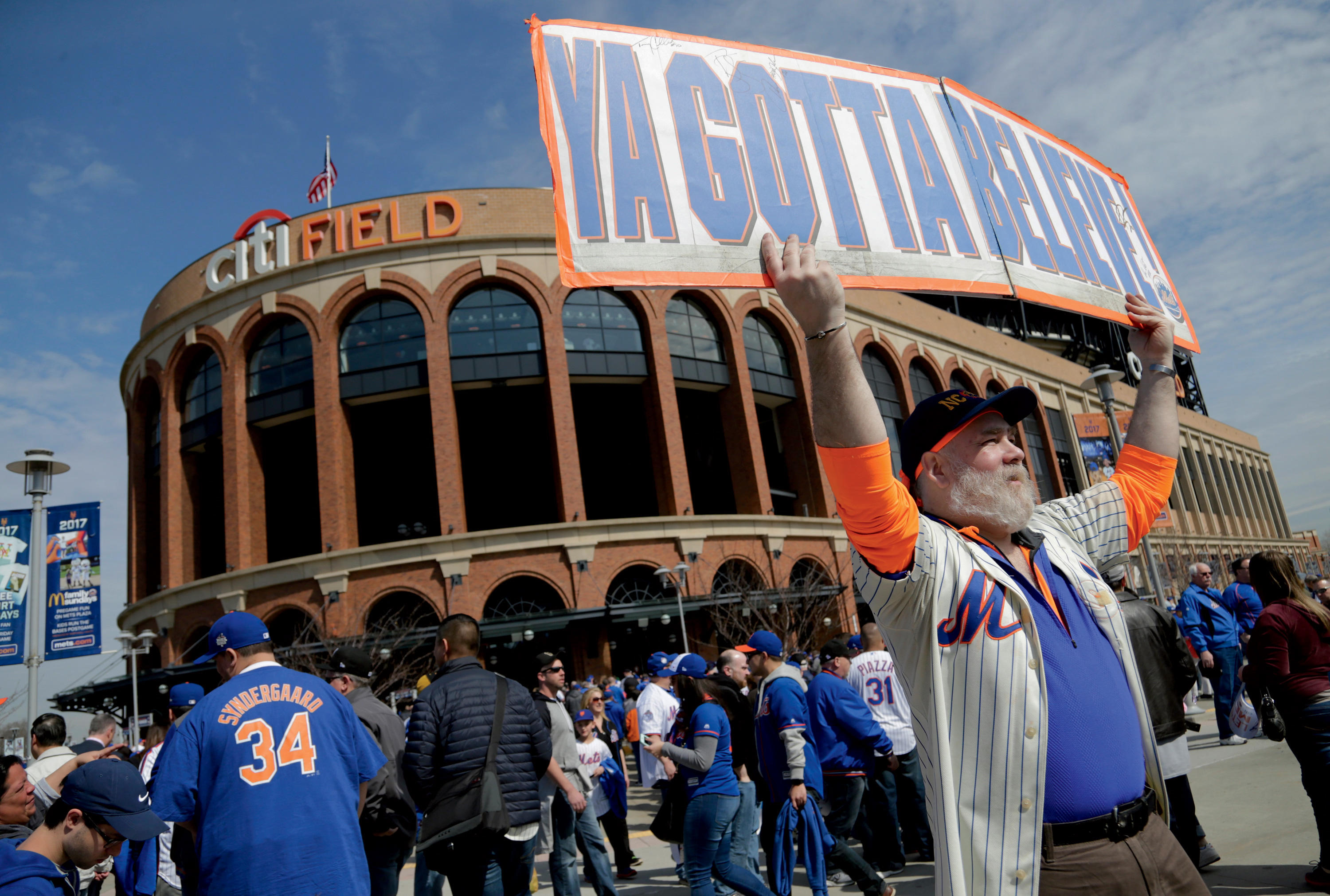Mets fan outside Citi Field