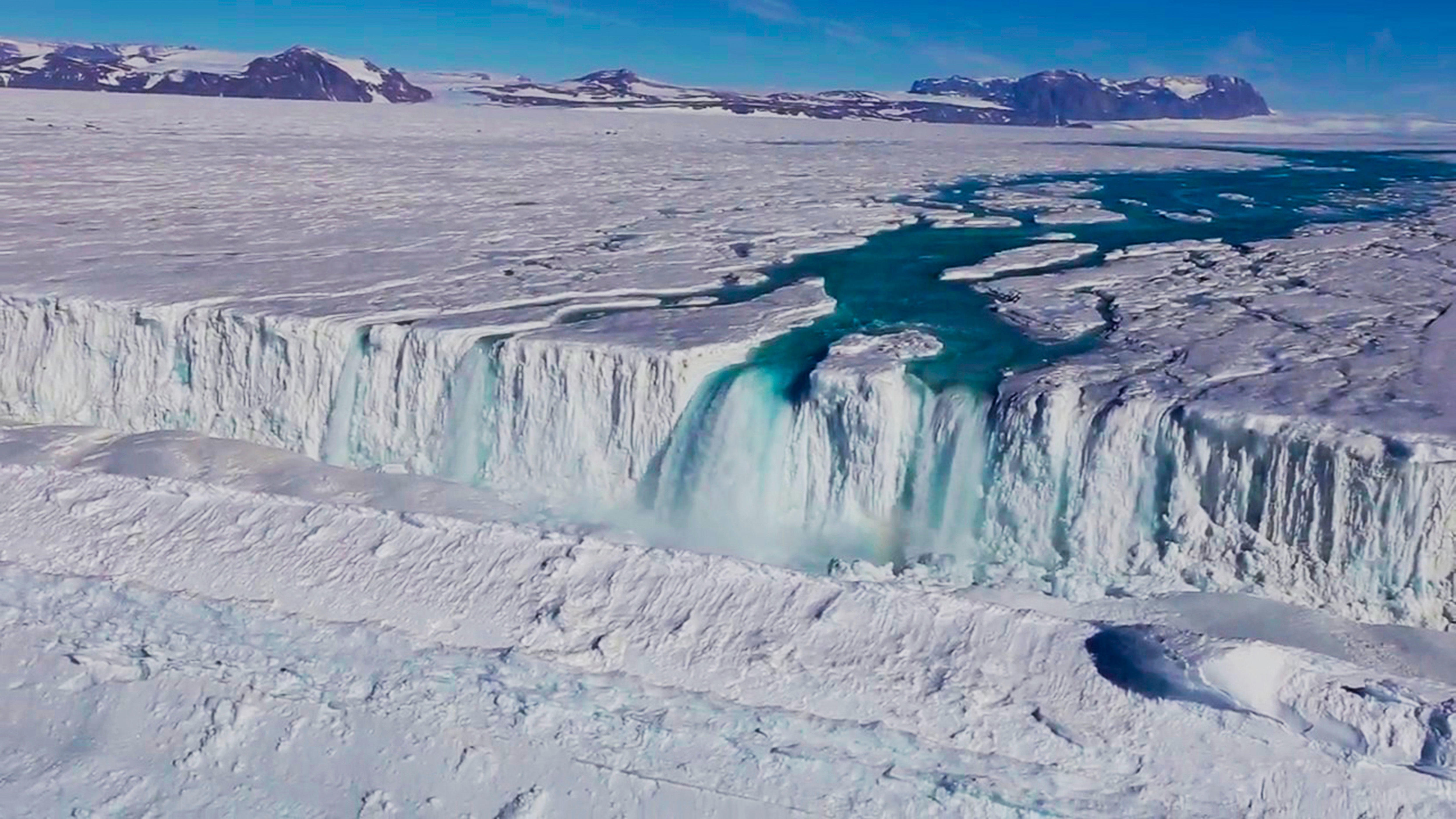 Nansen ice shelf waterfall