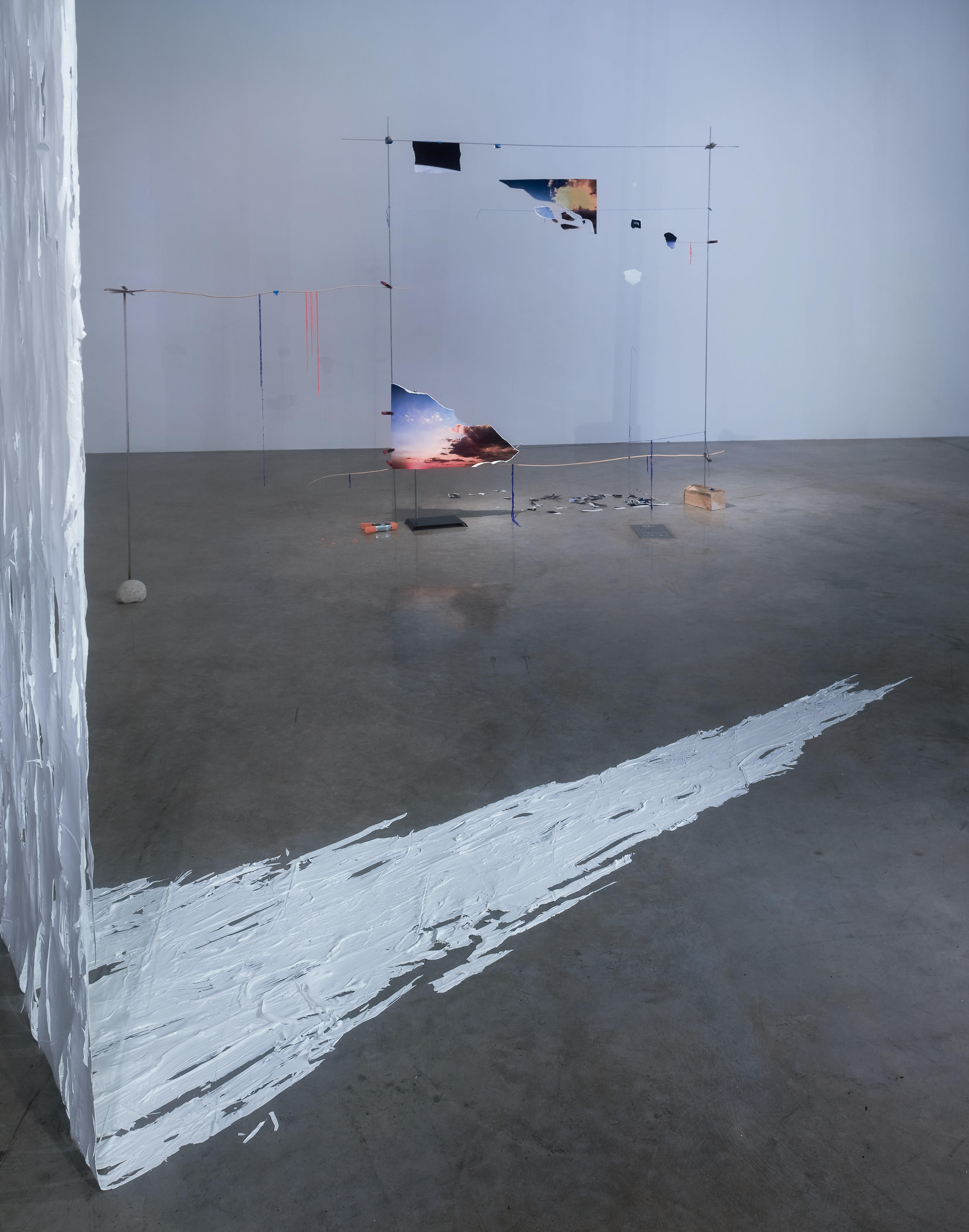 "Long White Paint Hanging" by Sarah Sze