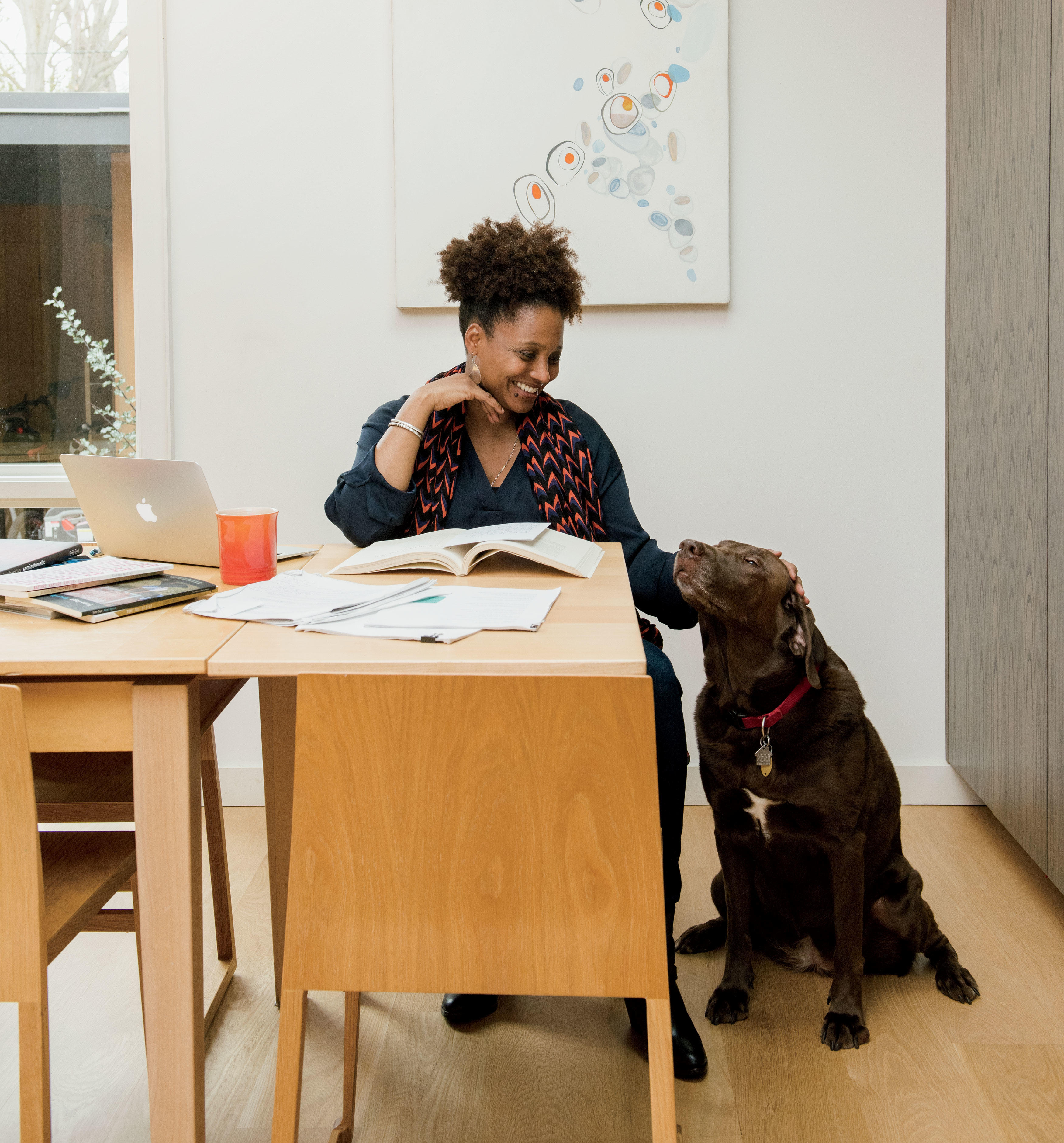 Tracy K. Smith with dog