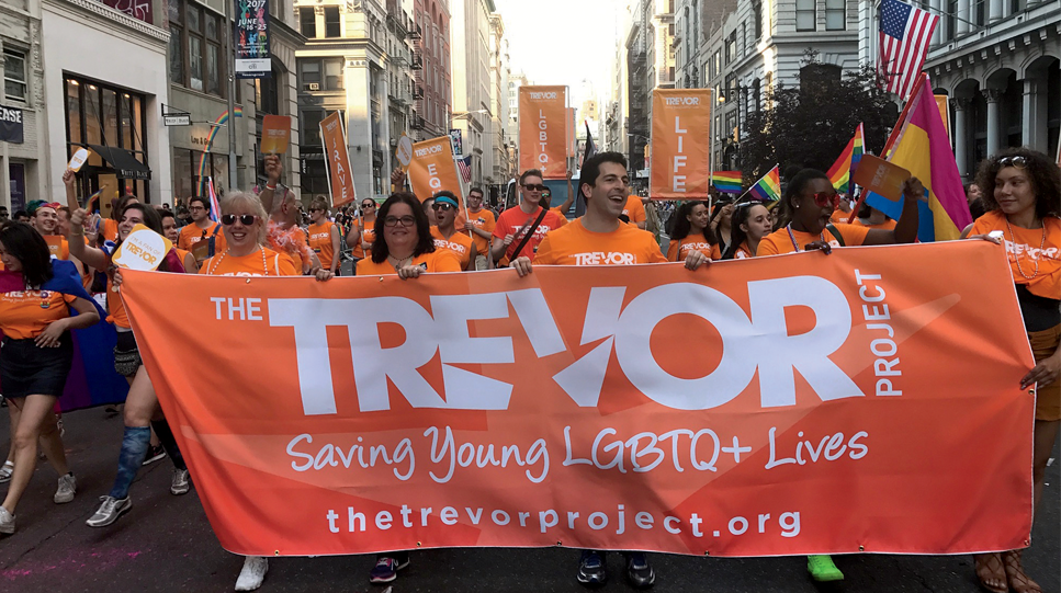 Photo of Trevor Project employees in parade