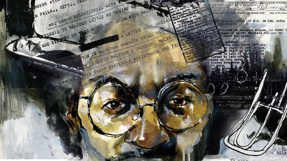 Illustration of Manning Marable by David Hollenbach