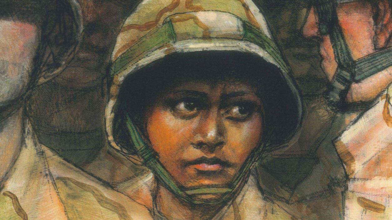Illustration of woman Iraq War soldier by Janet Hamlin