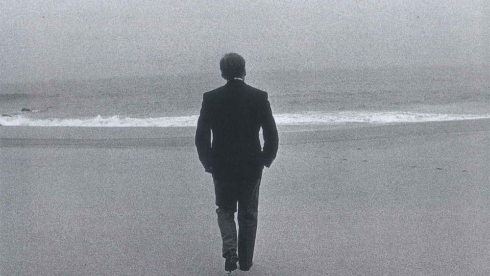 Vaclav Havel walking on the beach near Cabo de Roca, Sintra, Portugal, 1990