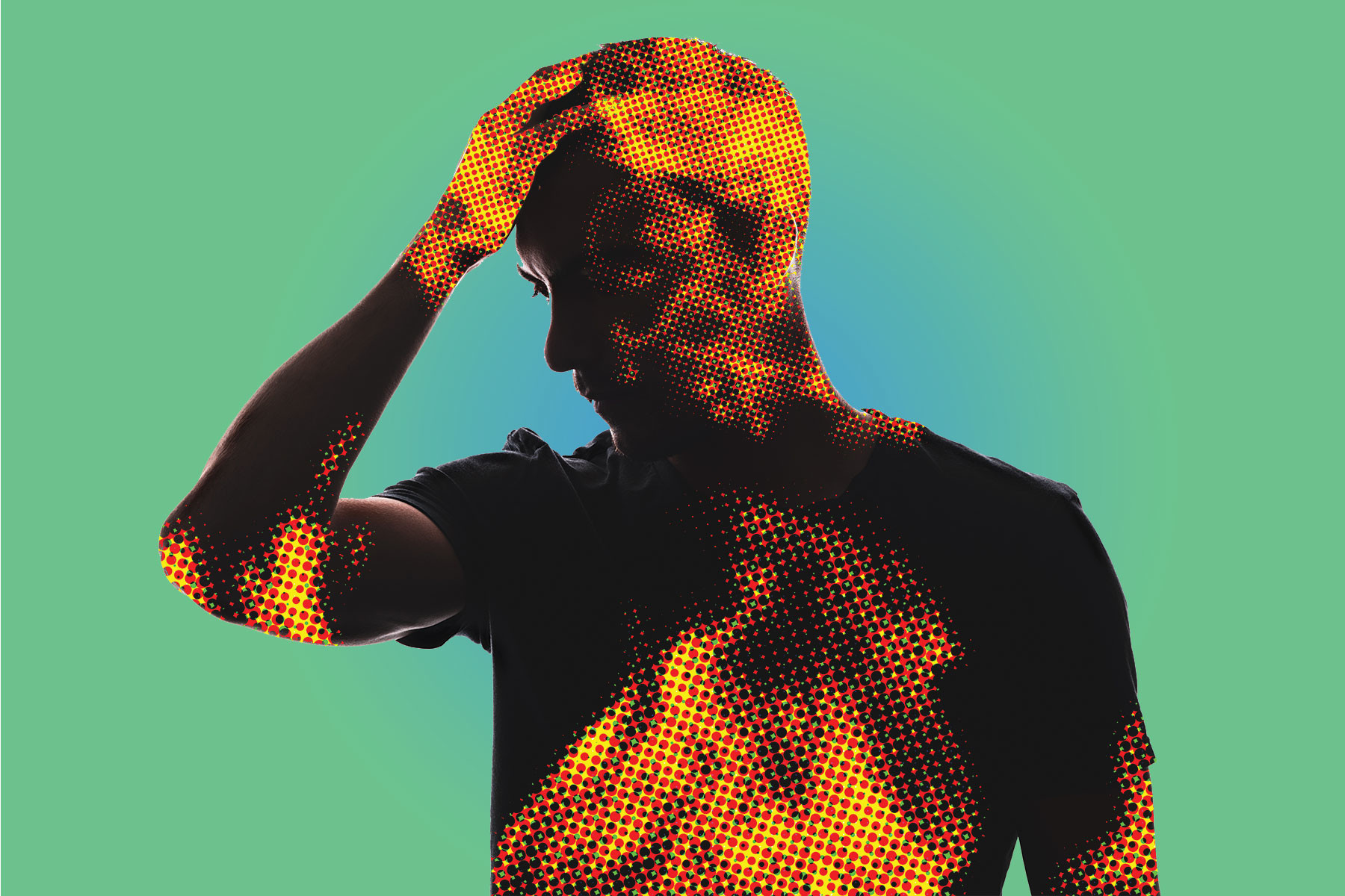 Illustration of a silhouette of a man with inflammation 