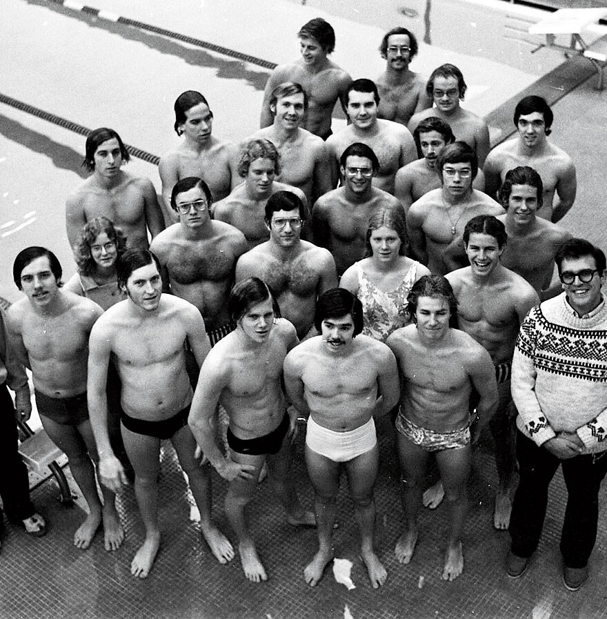 Annemarie McCoy with the 1976 Columbia varsity swim team