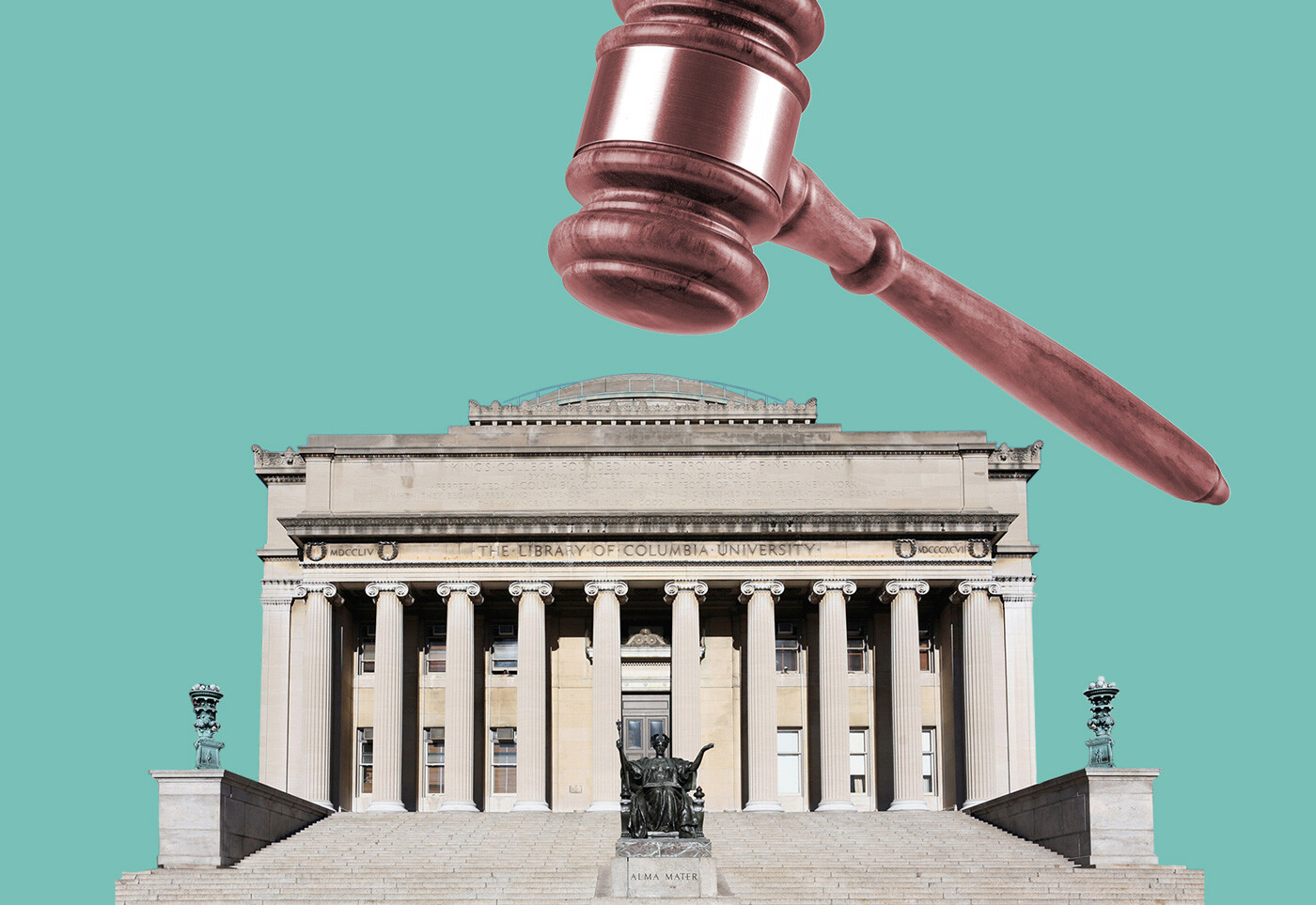 Illustration of gavel over Low Library