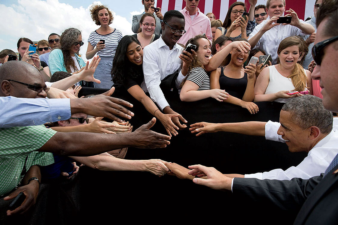Barack Obama with fans