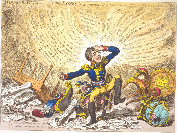 James Gillray, Maniac Ravings, or Little Boney in a Strong Fit, 1803