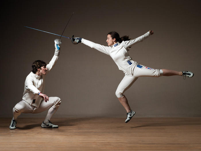Fencers Jeff Spear and Dara Schneider