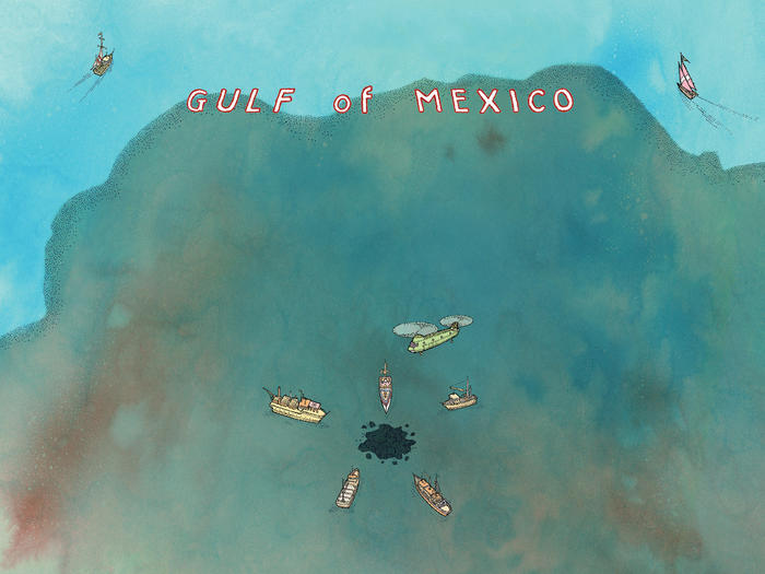 Illustration of BP oil spill in Gulf of Mexico