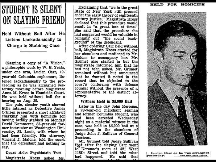 Newspaper clipping of Lucien Carr news