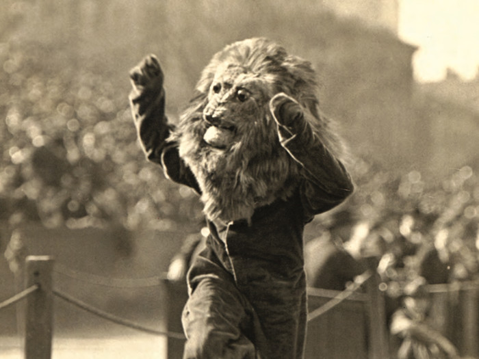 Roar-ee the Lion, Columbia University's mascot, in the 1920s