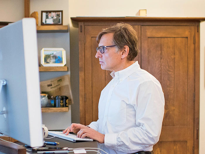Columbia epidemiologist W. Ian Lipkin at home desk