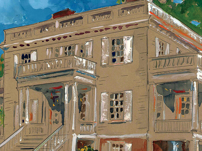 A watercolor of Hamilton Grange by Adam Van Doren
