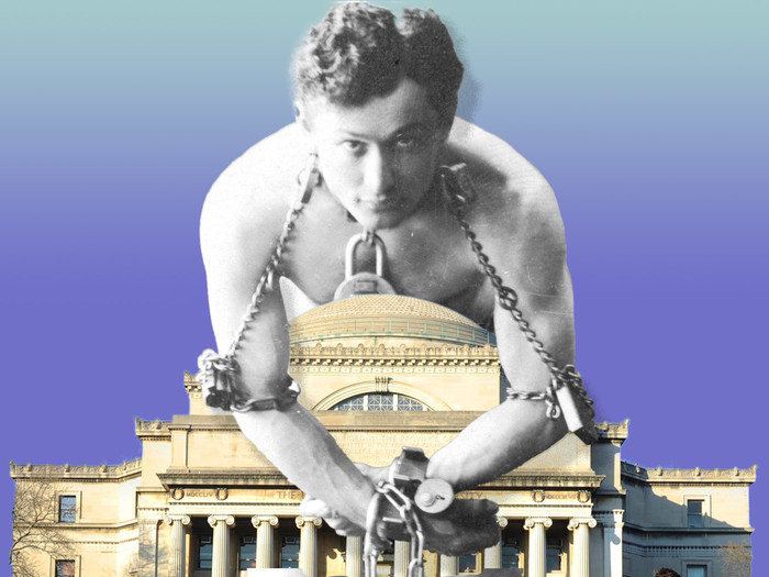 Illustration of Houdini locked to Low Library
