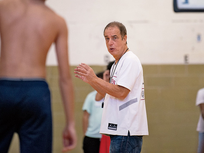 Gerard Papa coaching Flames basketball league in Brooklyn