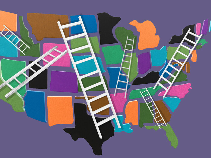 Map of U.S. with ladders connecting states