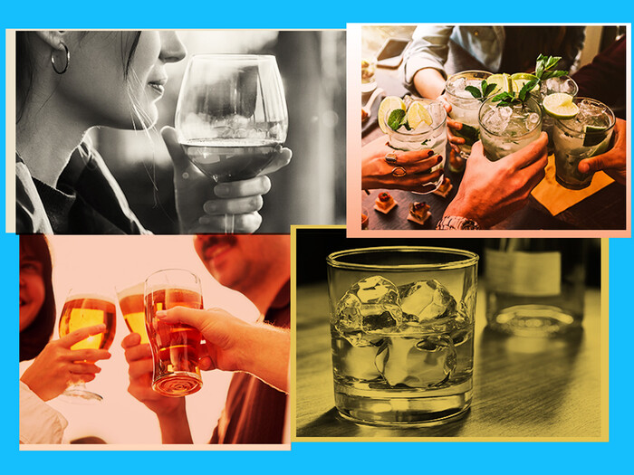Collage of people drinking alcohol