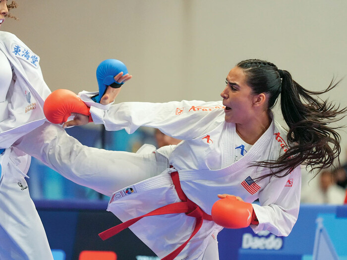 Miriam Trujillo competes at the 2024 World Karate Federation world championships