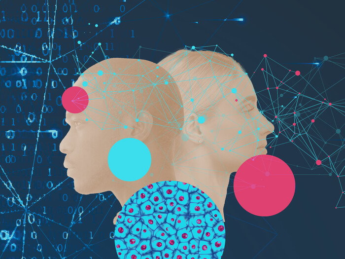 collage of AI and biomedicine