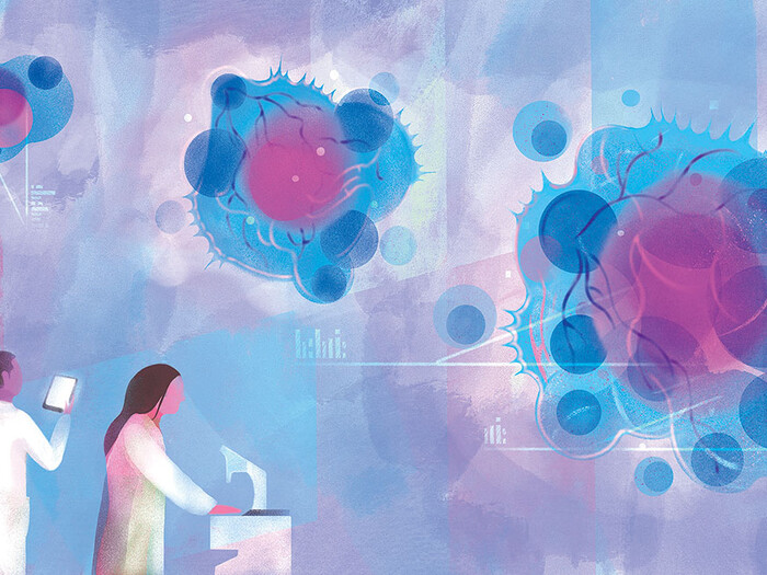 Illustration of cancer cells self-destructing