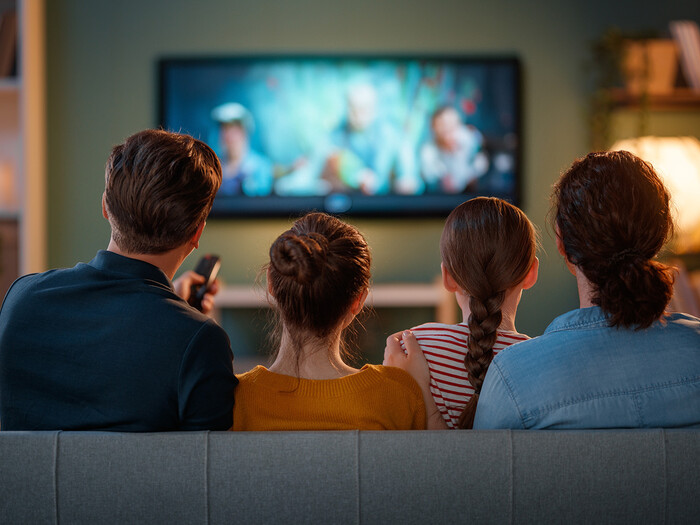 A family watching TV