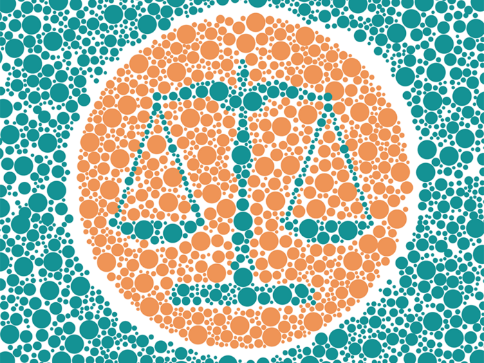 A colorblind test illustration depicting justice 
