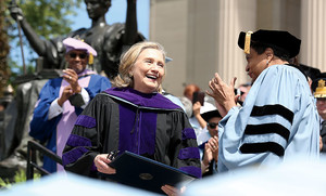 Hillary Clinton accepting an honorary degree from Columbia University in 2022