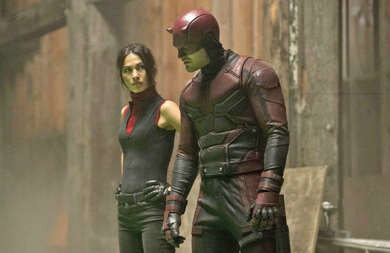 Elodie Yung and Charlie Cox as Elektra Natchios and Matt Murdock in the Netflix series Daredevil.