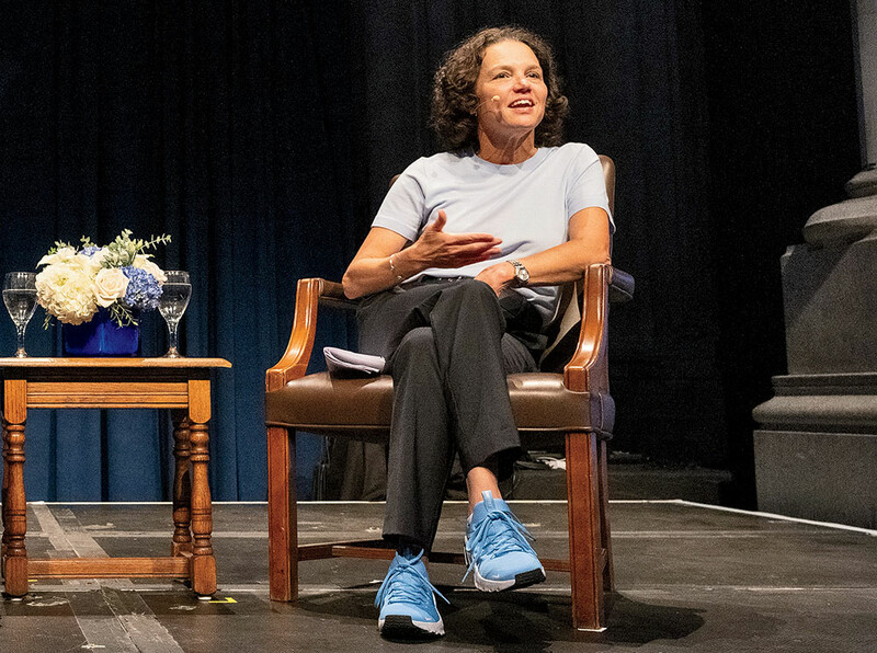 Columbia interim president Katrina Armstrong speaking at an event