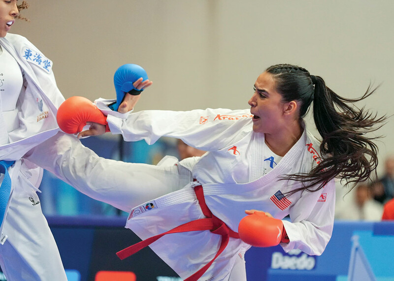 Miriam Trujillo competes at the 2024 World Karate Federation world championships