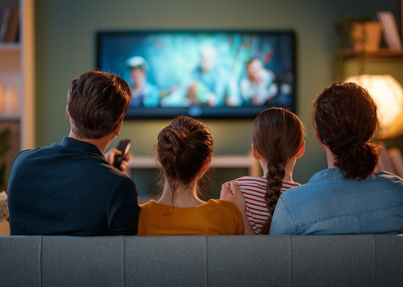 A family watching TV