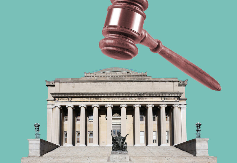 Illustration of gavel over Low Library