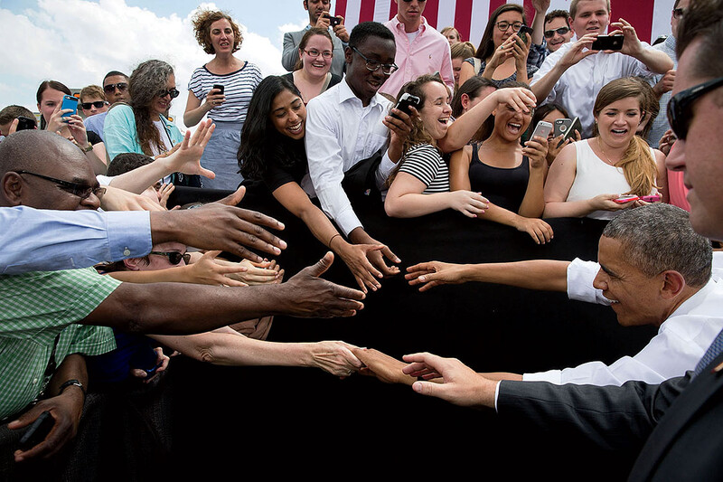 Barack Obama with fans