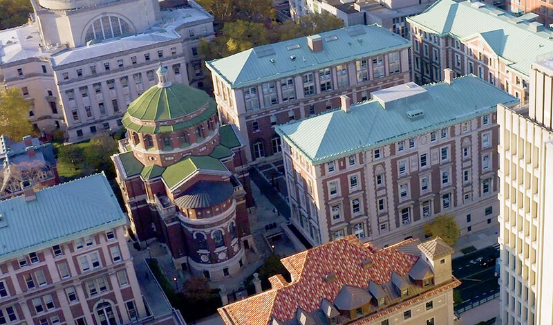 Birds-eye-view of Columbia University campus
