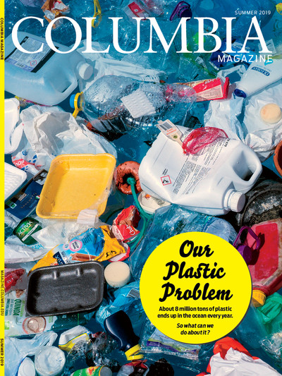 Cover of Columbia Magazine summer 2019 issue / photo of plastic trash